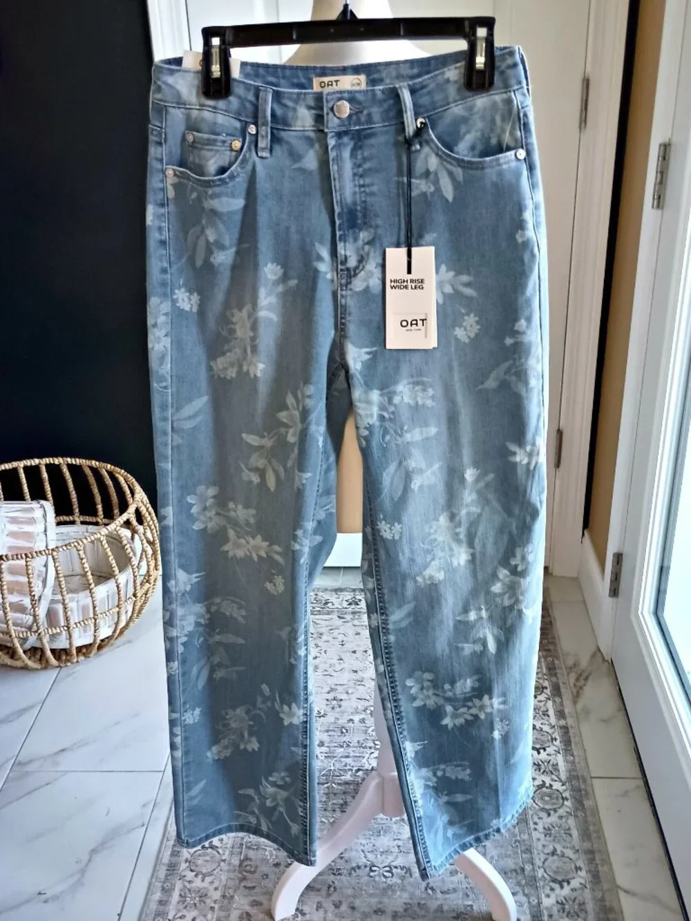 NEW! OAT FLORAL WIDE LEG HIGH RISE JEANS SZ 6/28 - Picture 4 of 4